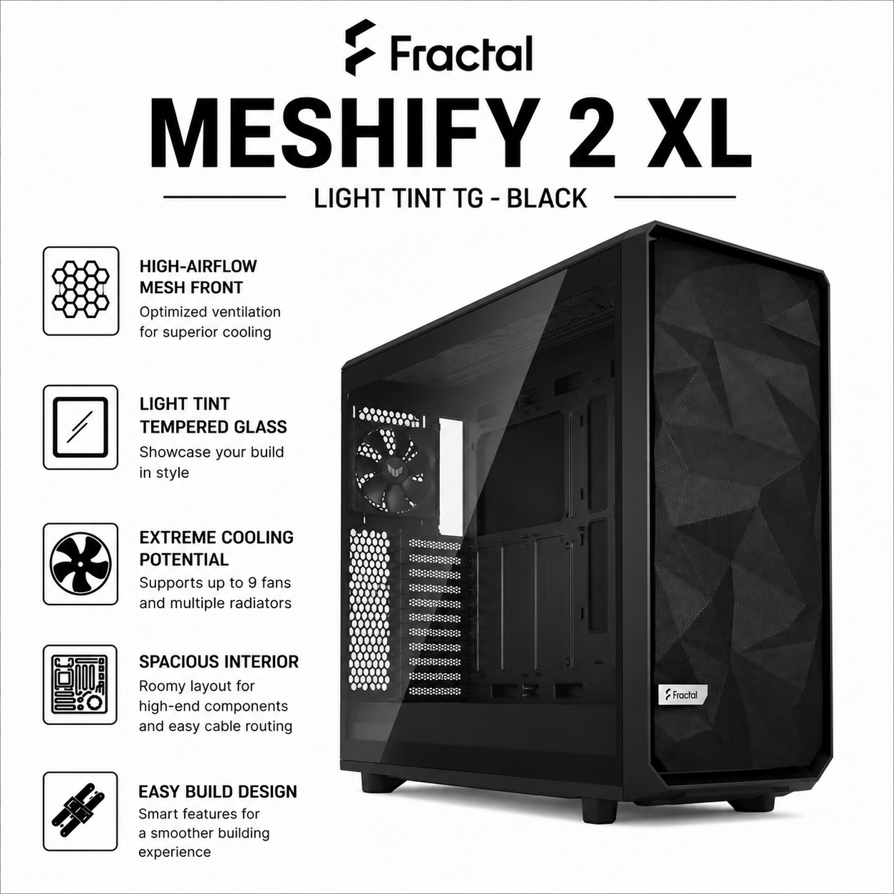 FRACTAL Meshify 2 XL Light Tint TG - black (FD-C-MES2X-02)