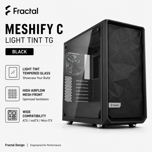 FRACTAL Meshify C Light Tint TG - black (FD-CA-MESH-C-BKO-TGL)