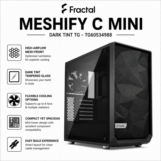 FRACTAL Meshify C Mini Dark Tint TG (FD-CA-MESH-C-MINI-BKO-TGD)
