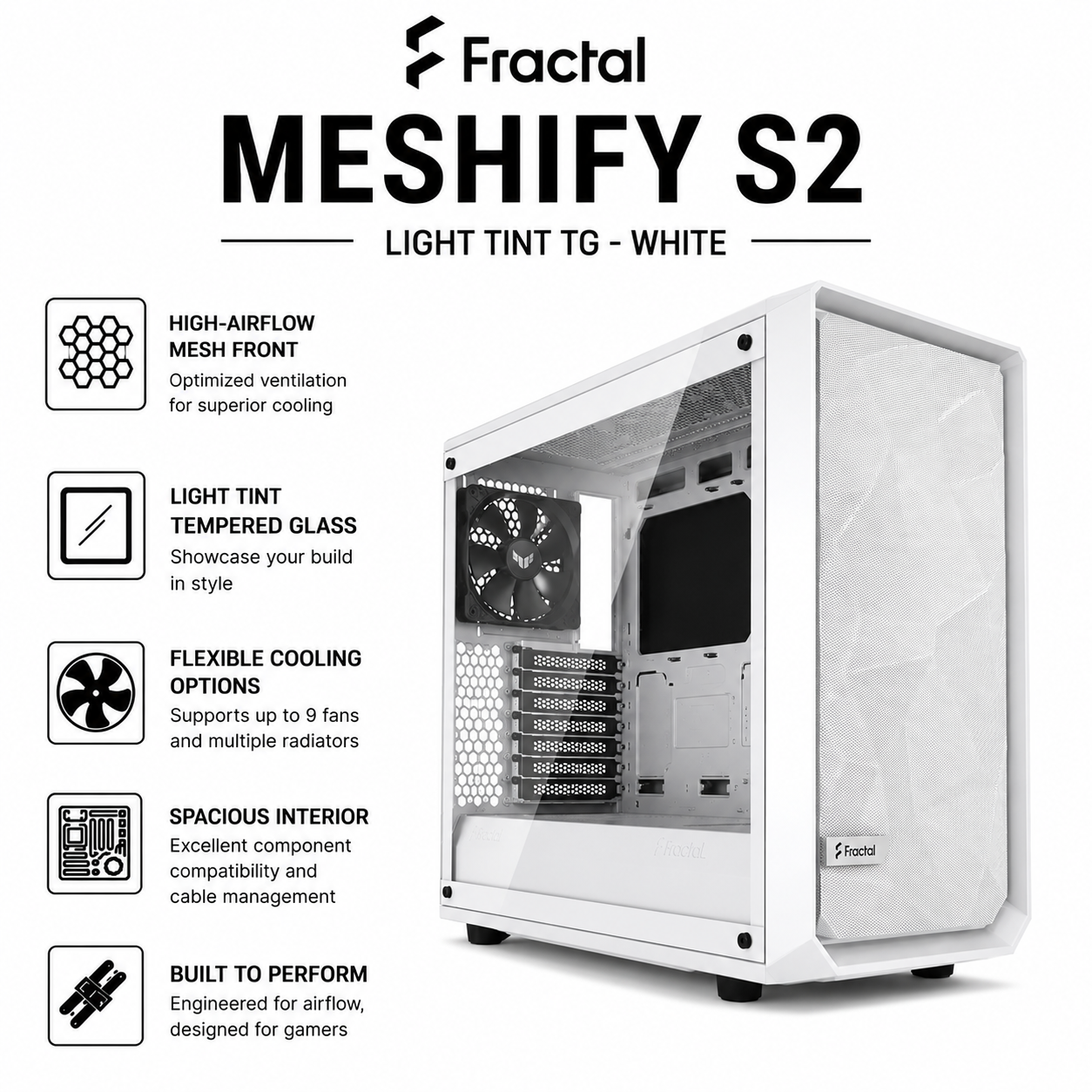 FRACTAL Meshify S2 Light Tint TG - white (FD-CA-MESH-S2-WT-TGC)