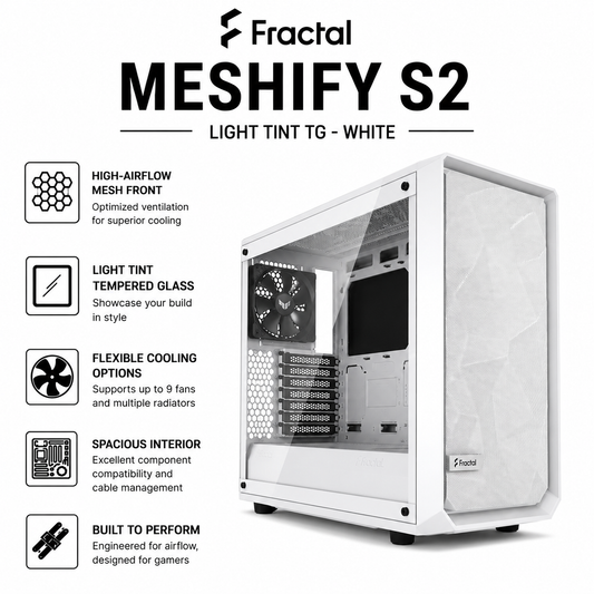 FRACTAL Meshify S2 Light Tint TG - white (FD-CA-MESH-S2-WT-TGC)