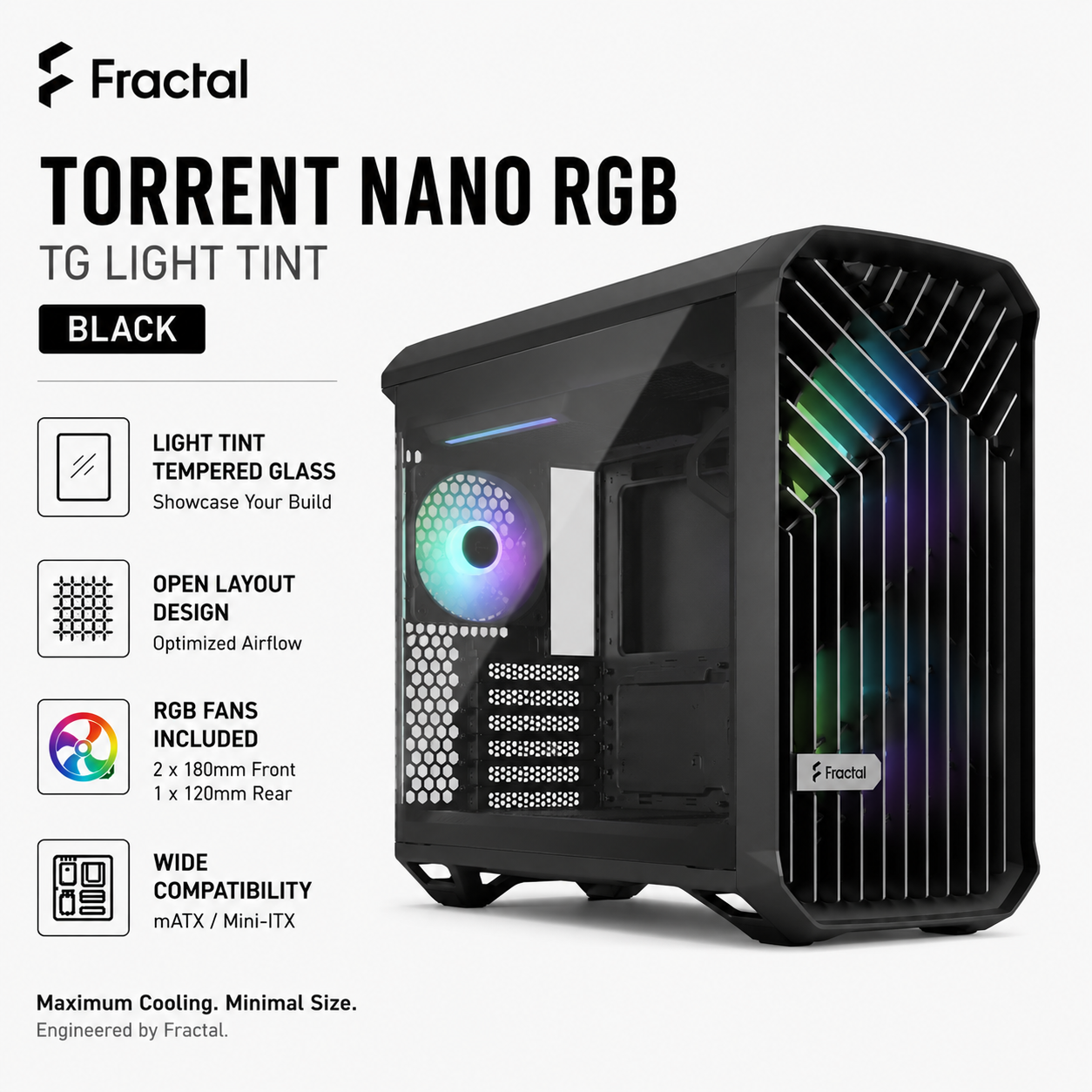 FRACTAL Torrent Nano RGB TG Light Tint - black (FD-C-TOR1N-02)