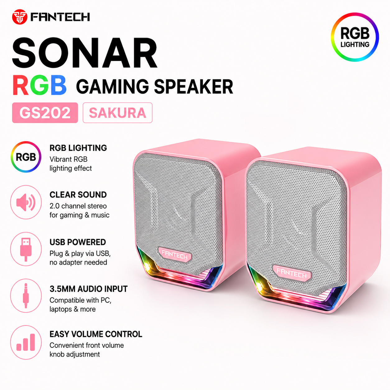 Fantech Sonar RGB Gaming Speaker GS202 Sakura (GS202-SAK)