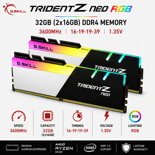 G.SKILL TRIDENT Z NEO RGB 32GB(2x16GB) 3600MHz DDR4 16-19-19-39 1.35V - Black (F4-3600C16D-32GTZNC)