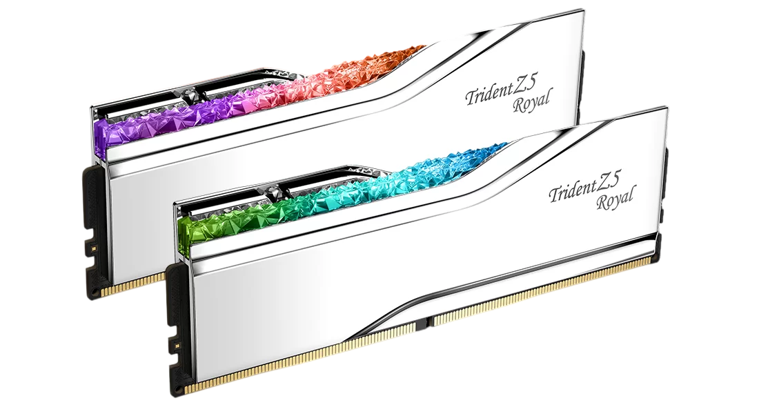 G.SKILL TRIDENT Z5 Royal RGB 64GB(2 x 32GB) 6400 MHz DDR5 32-39-39-102 1.4V - SILVER/RGB LED