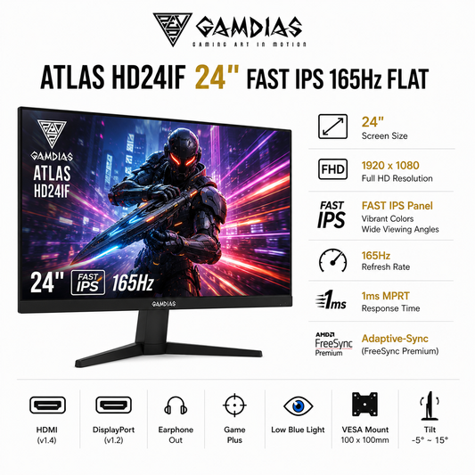GAMDIAS ATLAS HD24IF 24” FAST IPs 165hz Flat (HD24IF)