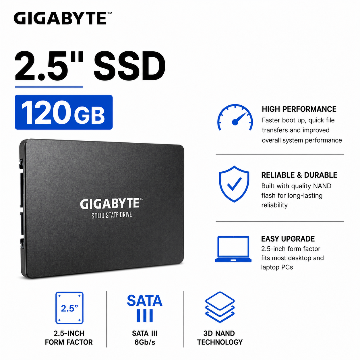 GIGABYTE 2.5" SSD 120GB (GP-GSTFS31120GNTD)