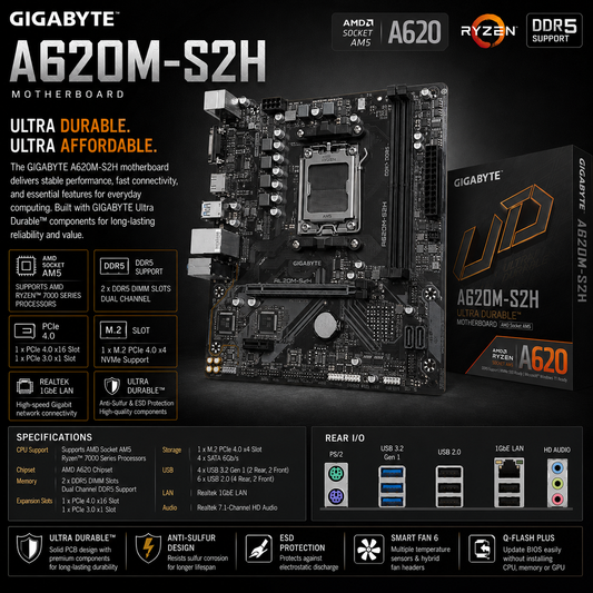 GIGABYTE A620M-S2H (A620M-S2H)