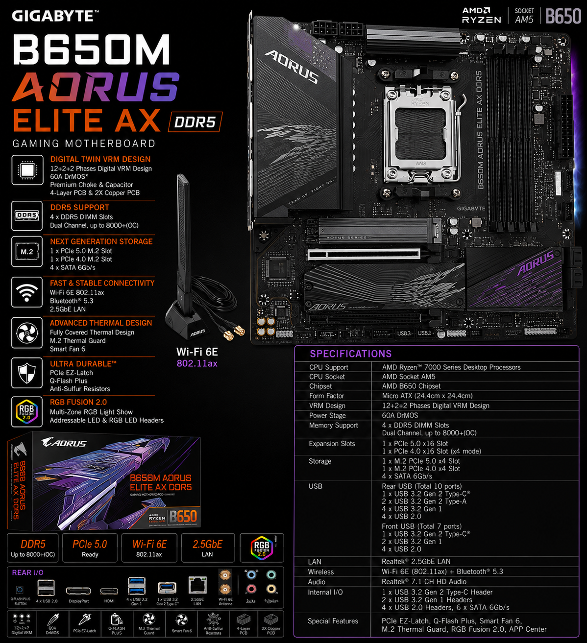 GIGABYTE B650M AORUS ELITE AX DDR5 (B650M-AORUS-ELITE-AX)