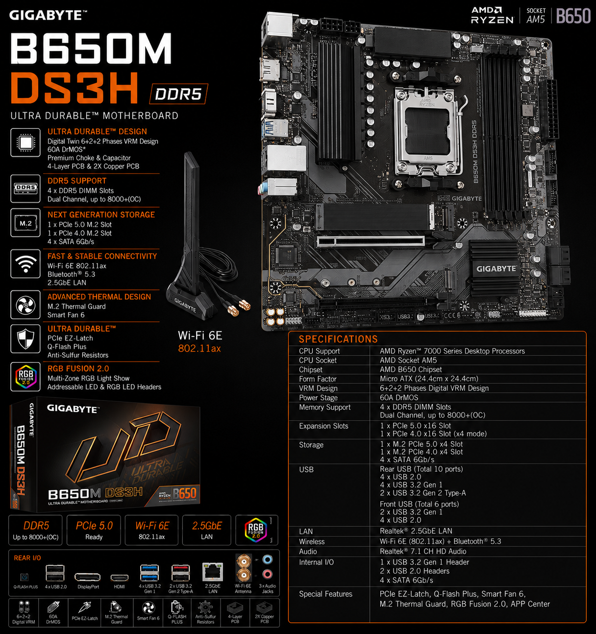 GIGABYTE B650M DS3H DDR5 (B650M-DS3H)