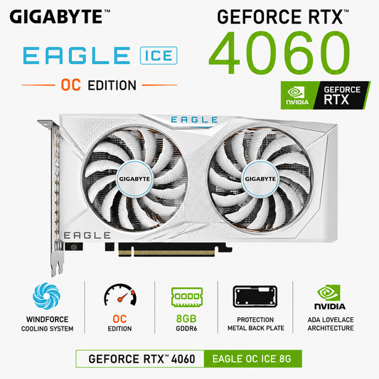 GIGABYTE GEFORCE RTX 4060 EAGLE OC ICE 8G VGA CARD (GV-N4060EAGLEOC-ICE-8GD)
