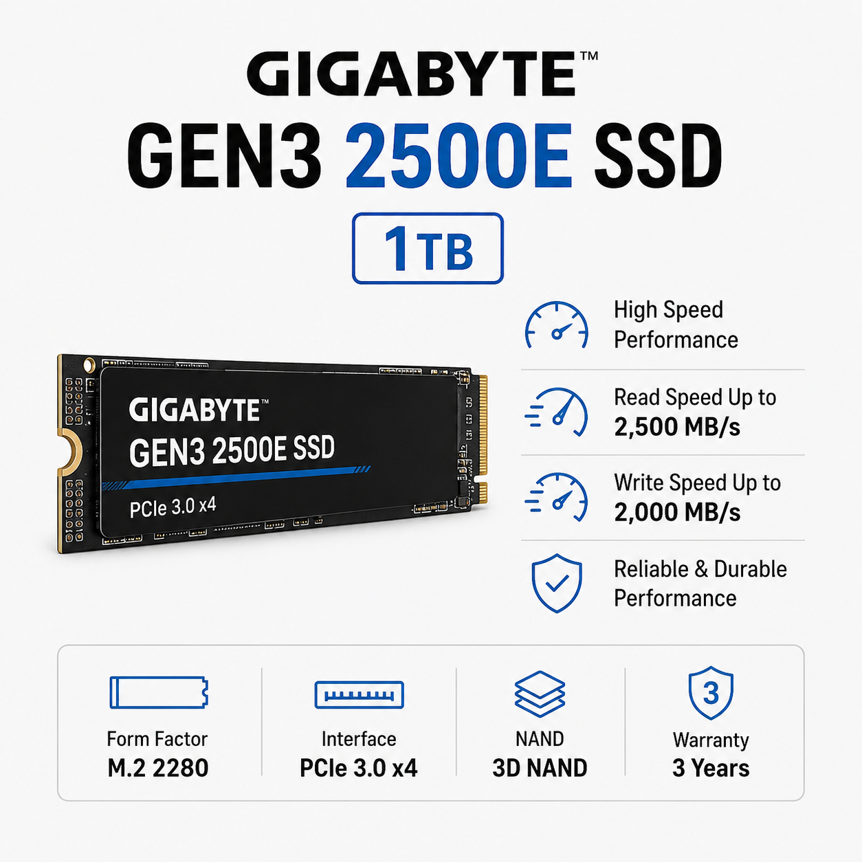 GIGABYTE GEN3 2500E SSD 1TB (GP-G325E1TB)