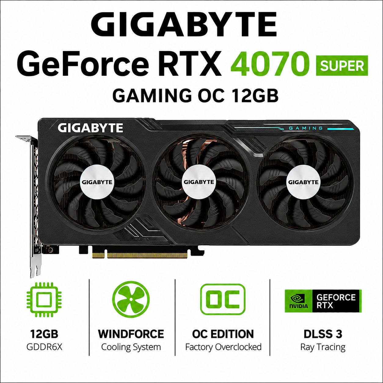 GIGABYTE GeForce RTX 4070 SUPER GAMING OC 12GB (GV-N407SGAMING-OC-12GD)