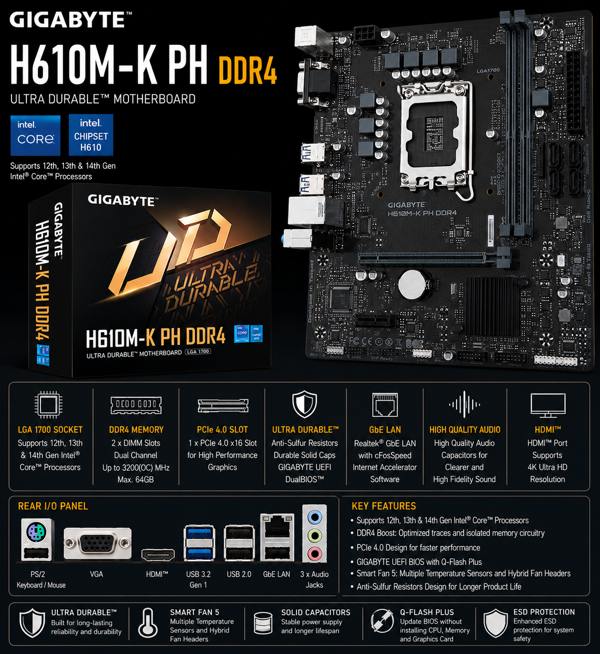GIGABYTE H610M-K PH DDR4 MOTHERBOARD (H610M-K-PH-D4)