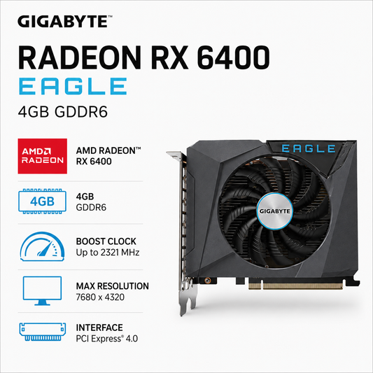 GIGABYTE RADEON RX 6400 EAGLE 4GB GDDR6 (GV-R64EAGLE-4GD)