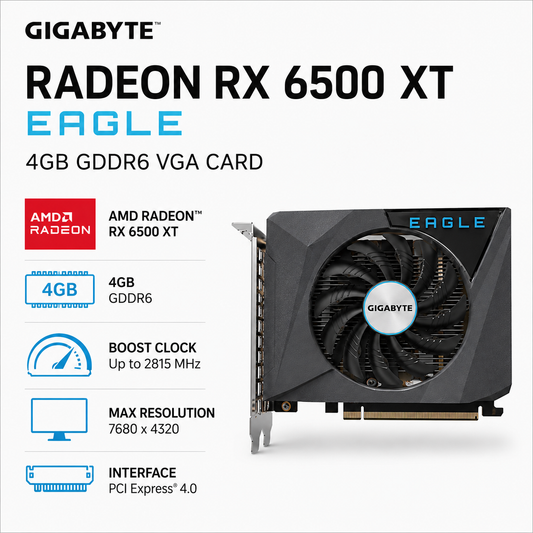 GIGABYTE RADEON RX 6500 XT EAGLE 4GB GDDR6 VGA CARD (GV-R65XTEAGLE-4GD)