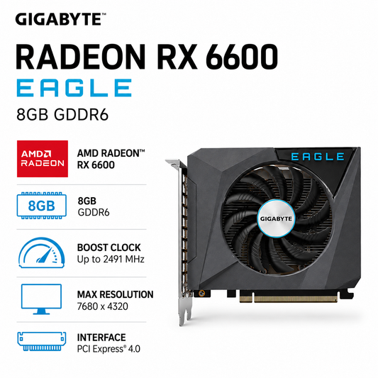 GIGABYTE RADEON RX 6600 EAGLE 8GB GDDR6 (GV-R66EAGLE-8GD)