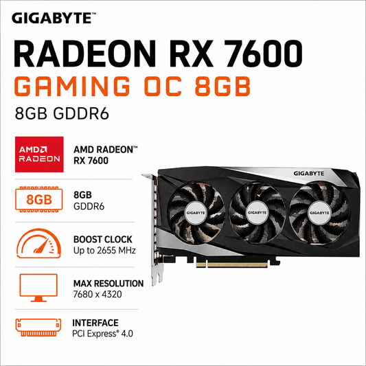 GIGABYTE RADEON RX 7600 GAMING OC 8GB (GV-R76GAMING-OC-8GD)