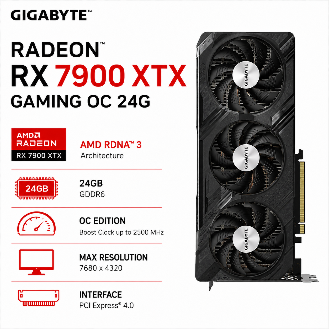 GIGABYTE RADEON RX 7900XTX GAMING OC 24G (GV-R79XTXGAMING-OC-24GD)