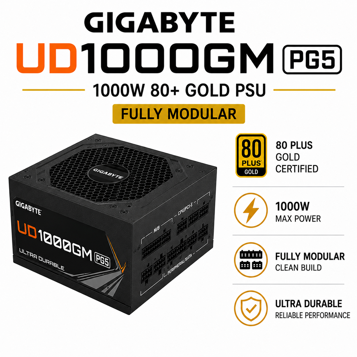 GIGABYTE UD1000GM PG5 1000W 80+ GOLD PSU Fully Modular (GP-UD1000GM-PG5)