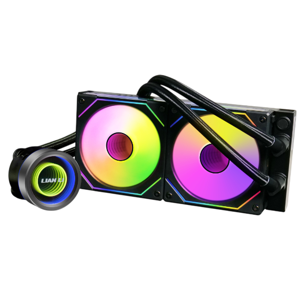 Galahad II Trinity 240 SL-INF Black - 2.88" LCD Screen (480x480 Res), SL-INF Version aRGB LED Fans, Fluid Dynamic Bearing (FDB), Static Pressure: 2.66mm H2O Max, Airflow: 61.3CFM, Fan Speed: 2100 rpm, Intel: LGA 1700 / 1200 / 115x & AMD: AM5 / AM4