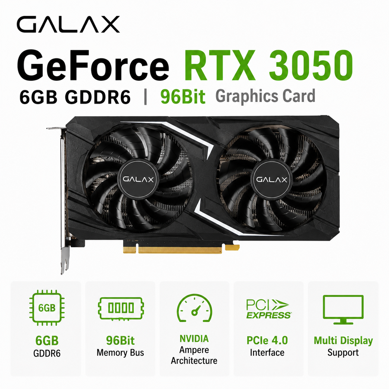 Galax RTX 3050 6GB GDDR6 96Bit Graphics Card (35NSL8MD6YEX)