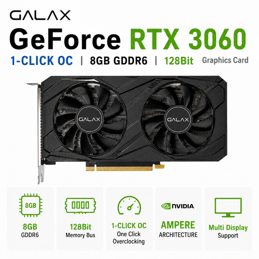 Galax RTX 3060 1-Click OC 8GB GDDR6 128Bit Graphics Card (36NSL8MD1VOC)