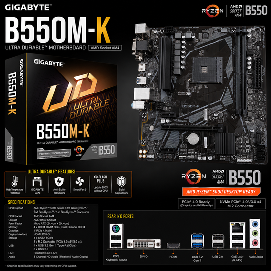 Gigabyte B550M-K Motherboard (B550M-K)