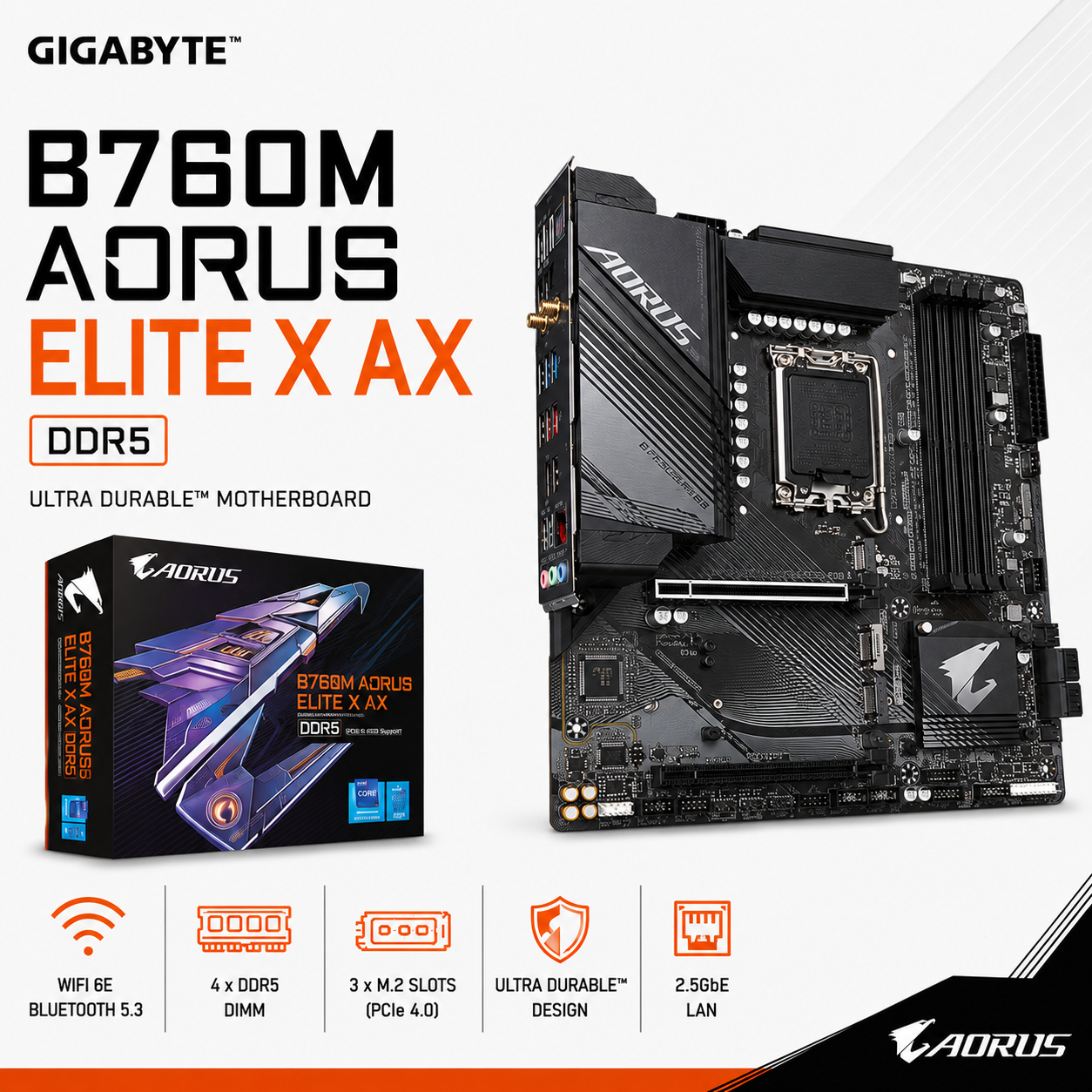 Gigabyte B760M Aorus ELITE X AX DDR5 (B760M-AORUS-ELITE-X-AX)
