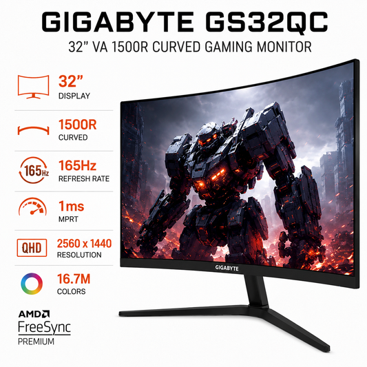 Gigabyte GS32QC 32" VA 1500R CURVED GAMING MONITOR (GP-GS32QC)