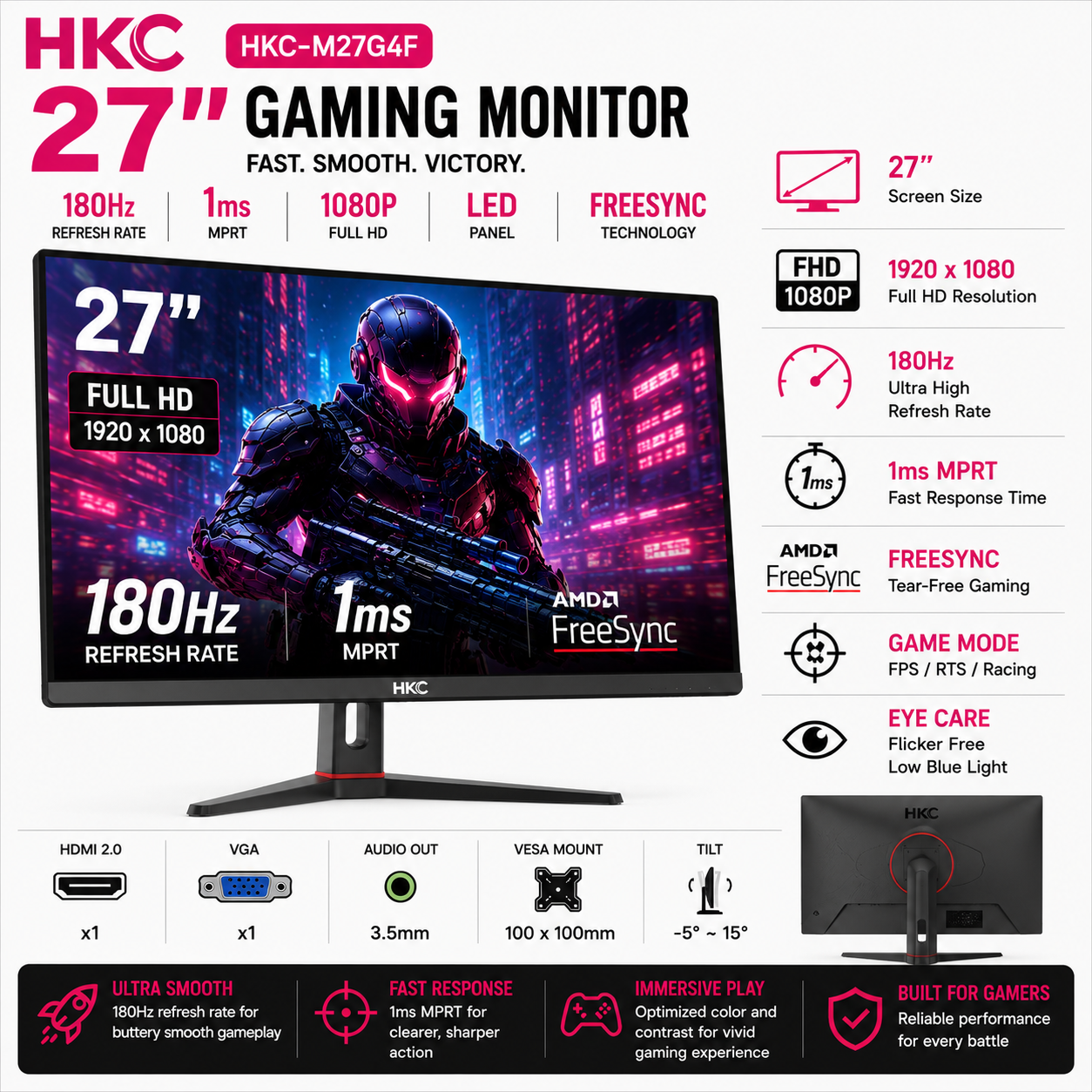 HKC M27G4F 27" 180hz 1080 LED MONITOR (M27G4F)