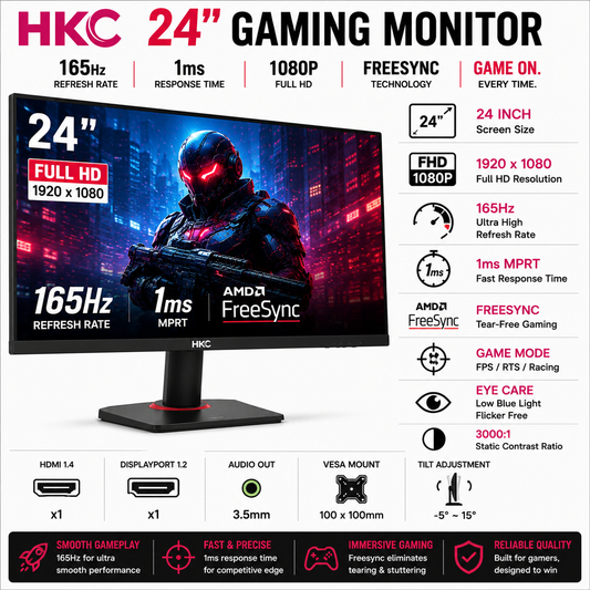 HKC MG24V9F 24" 165HZ 1080P FREESYNC GAMING MONITOR (MG24V9F)