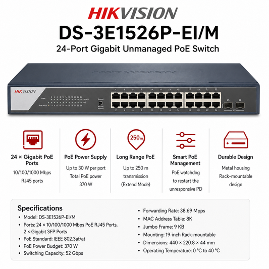Hikvision DS-3E1526P-EI/M 24 port gigabit (DS-3E1526P-EI/M)