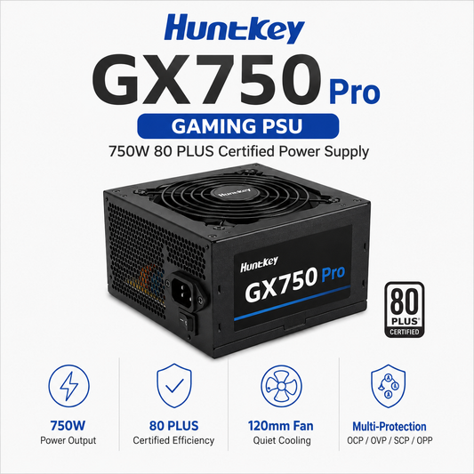 Huntkey GX750 Pro Gaming PSU 750W 80 PLUS Certified Power Supply (GX750PRO)