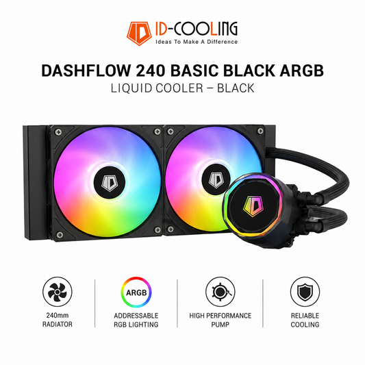 IDCOOLING Dashflow 240 Basic Black ARGB Liquid Cooler - Black (DASHFLOW-240-BASIC-BLACK)