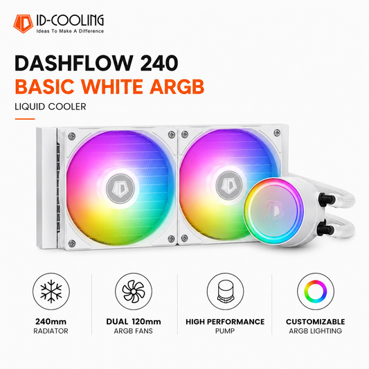 IDCOOLING Dashflow 240 Basic White ARGB Liquid Cooler - White (DASHFLOW-240-BASIC-WHITE)