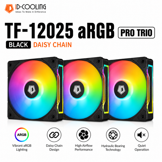 IDCOOLING TF-12025 aRGB Pro Trio Black, Daisy chain (TF-12025-ARGB-TRIO)