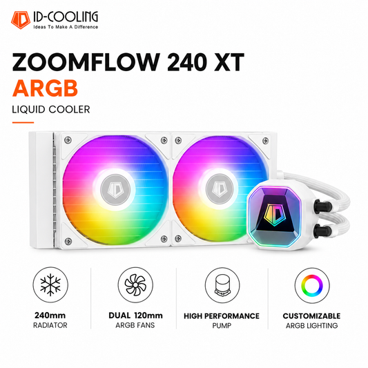 IDCOOLING Zoomflow 240 XT ARGB Liquid Cooler - Snow White (ZOOMFLOW-240-XT-SNOW)