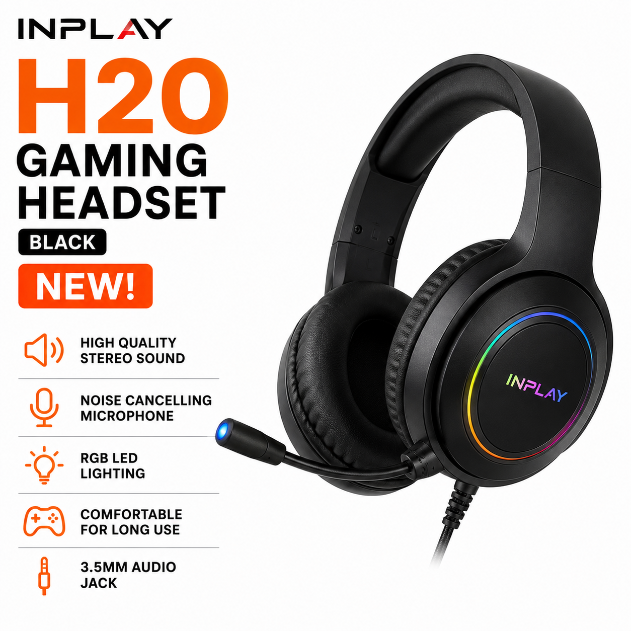 INPLAY H20 Gaming Headset Black (H20)