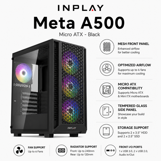 INPLAY Meta A500 Micro ATX - Black (META-A500-BLACK)