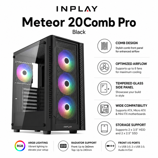 INPLAY Meteor 20Comb Pro - Black (METEOR-20-CPRO-BLACK)