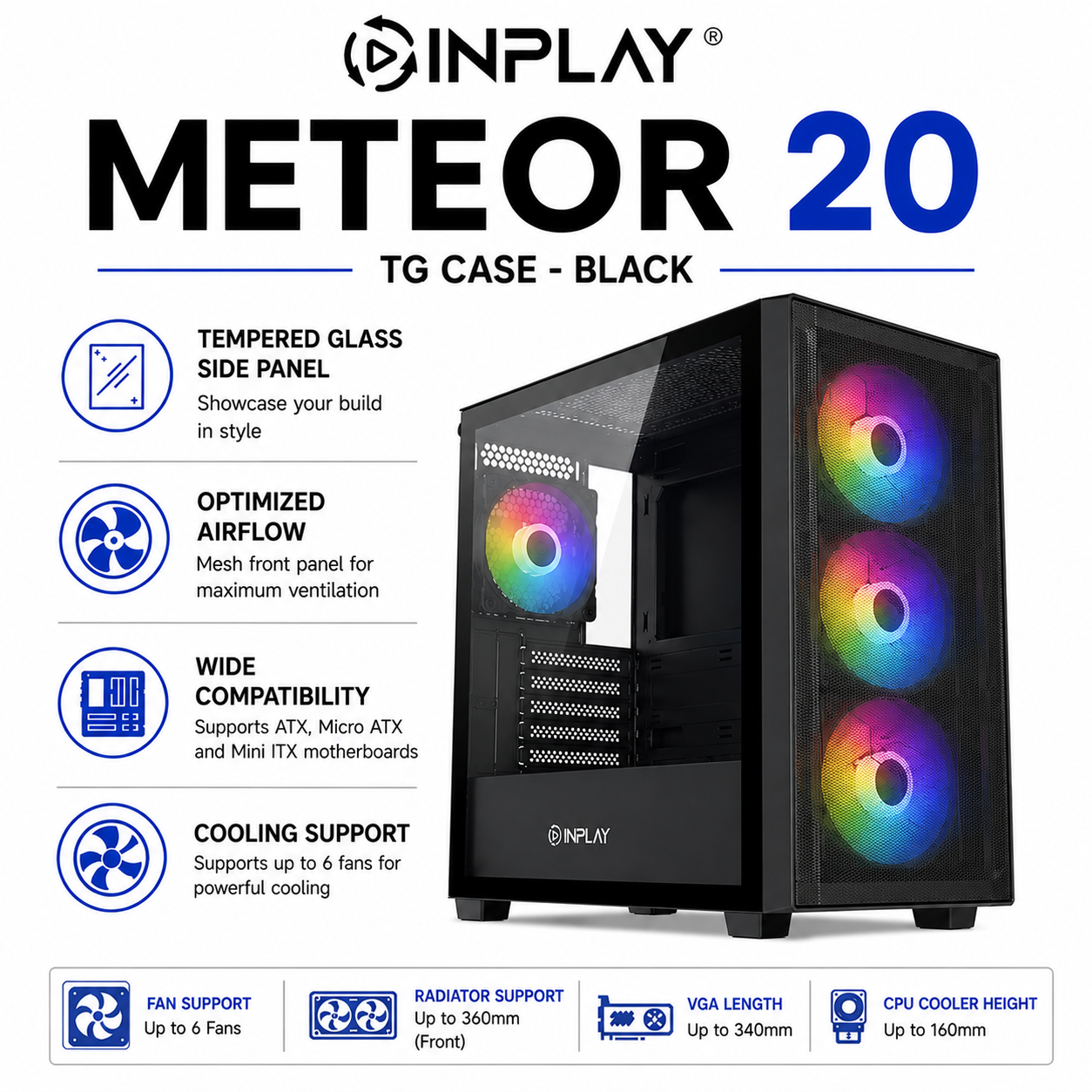 INPLAY Meteor 20 TG Case - Black (METEOR-20-BLACK)