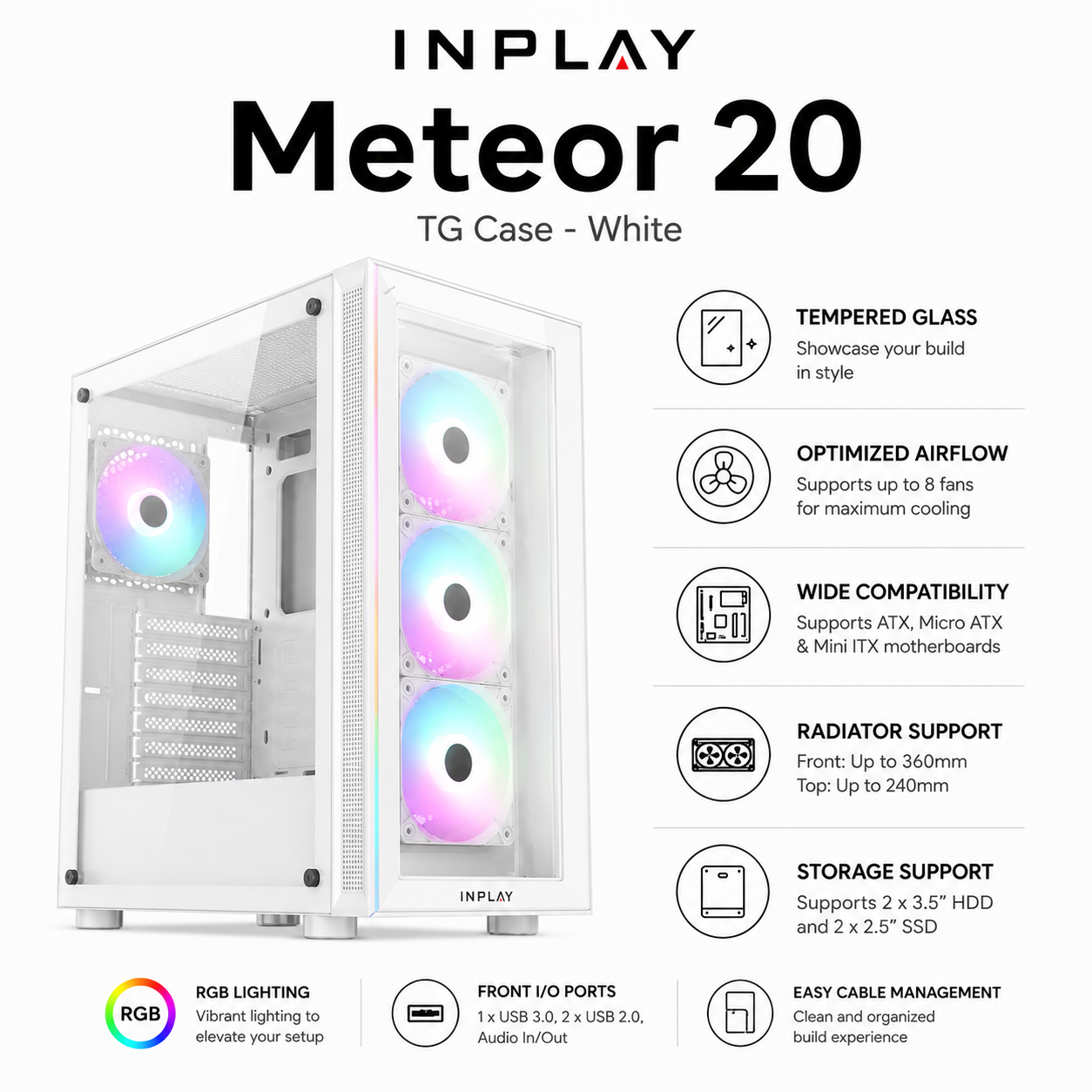 INPLAY Meteor 20 TG Case - White (METEOR-20-WHITE)