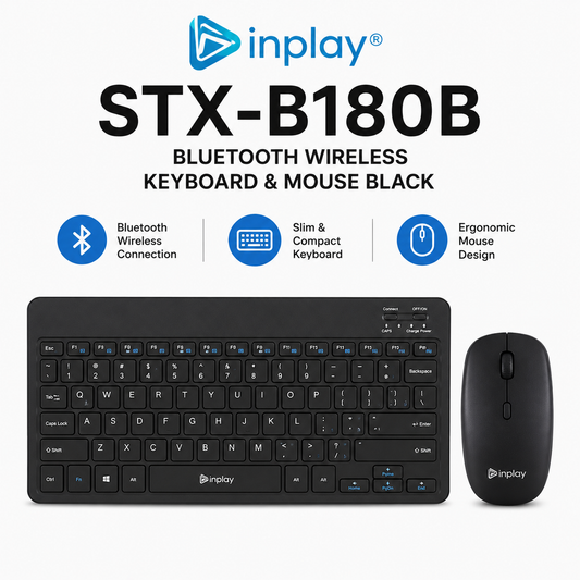 Inplay STX-B180B Bluetooth Wireless Keyboard & Mouse Black (STX-B180B)