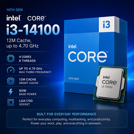 Intel Core i3 14100 Processor 12M Cache, up to 4.70 GHz (Boxed) (BX8071514100)