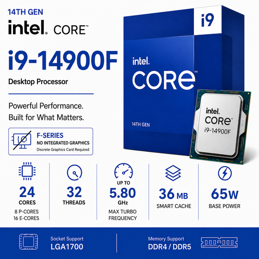 Intel Core i9 14900F Processor 36M Cache, up to 5.80 GHz (Boxed) (BX8071514900F)
