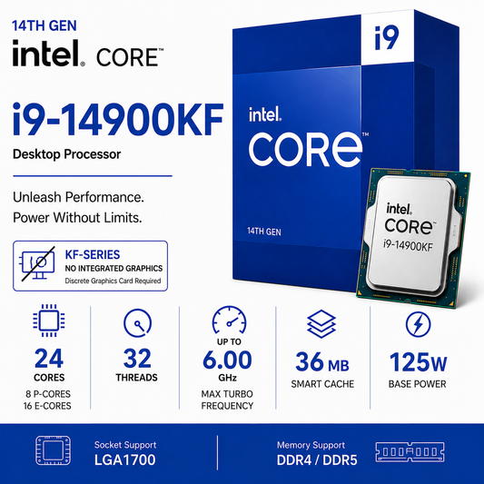 Intel Core i9 14900KF Processor 36M Cache, up to 6.00 GHz (Boxed) (BX8071514900KF)