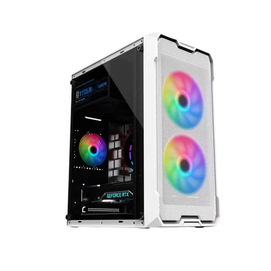 KEYTECH T100 Tempered Glass Gaming PC White