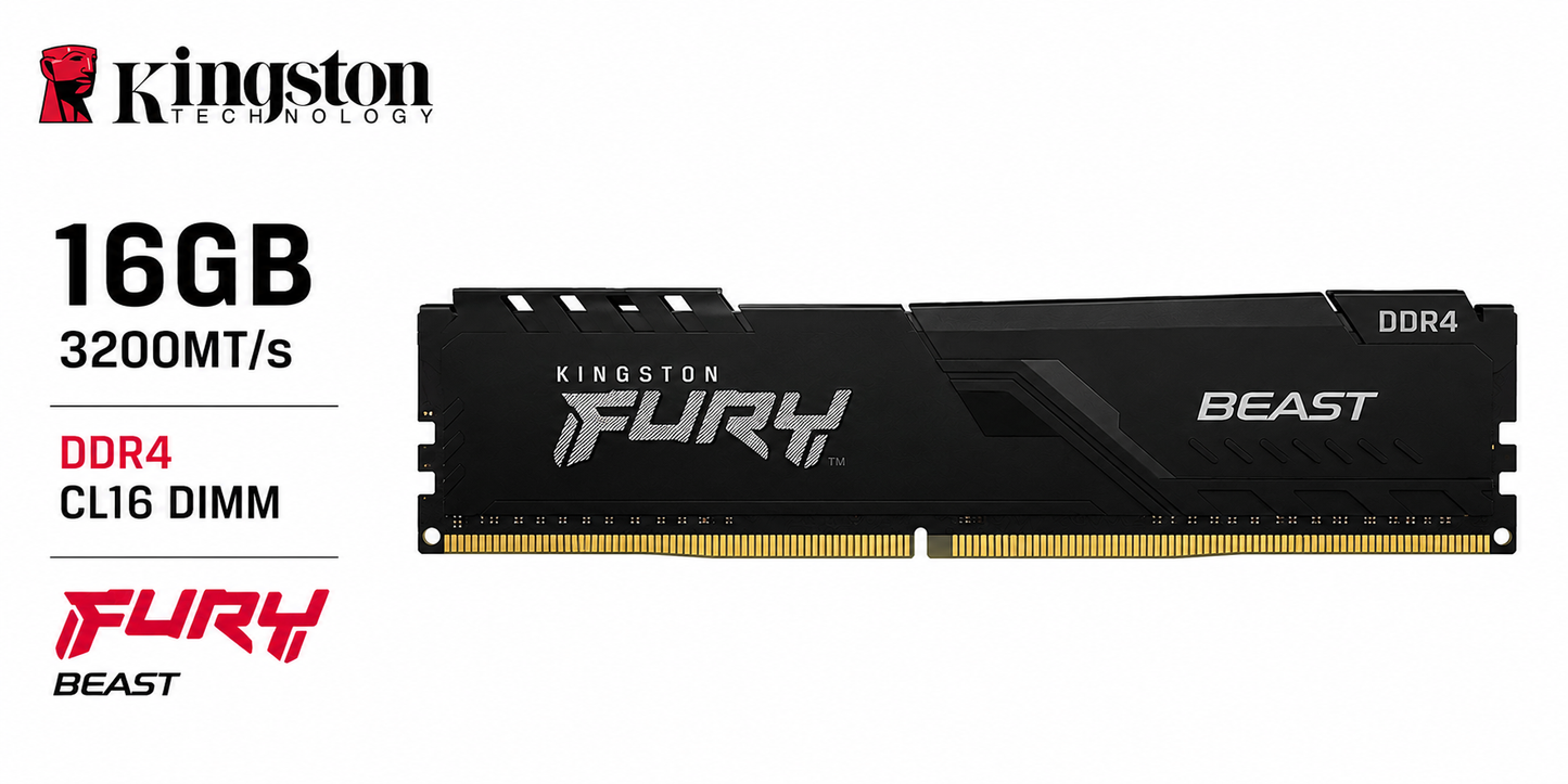 KINGSTON 16GB 3200MT/s DDR4 CL16 DIMM FURY Beast Black (KF432C16BB/16)