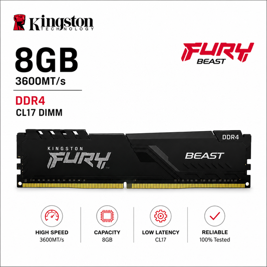 KINGSTON 8GB 3600MT/s DDR4 CL17 DIMM FURY Beast Black (KF436C17BB/8)